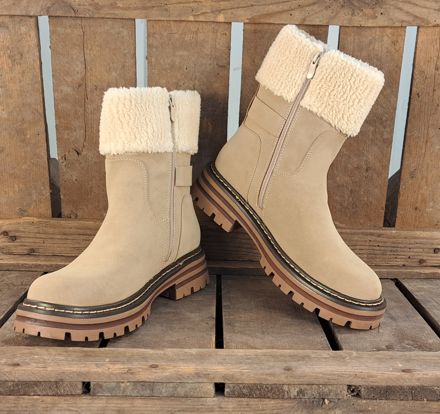 Dames Winterlaars Conquest Beige Teddy