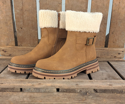 Dames Winterlaars Conquest Camel Teddy