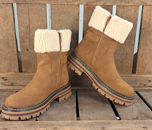 Dames Winterlaars Conquest Camel Teddy