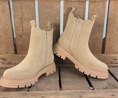 Dames Winterlaars Chelseaboot Beige Teddy