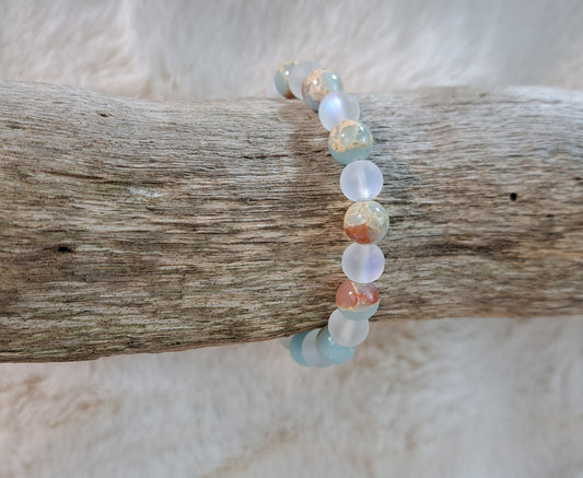 Edelsteenarmband Amazoniet - Glas 8mm