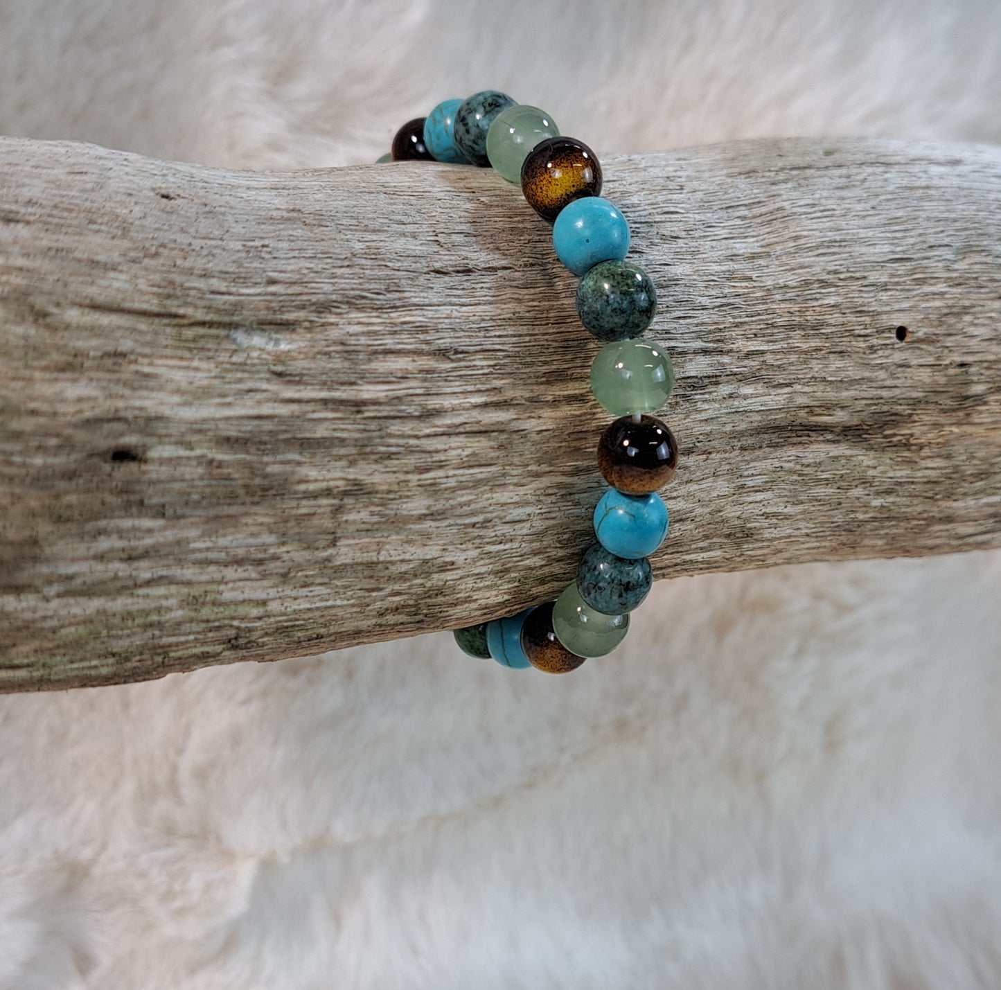 Edelsteenarmband Tijgeroog - Aventurein - Turkoois 8mm