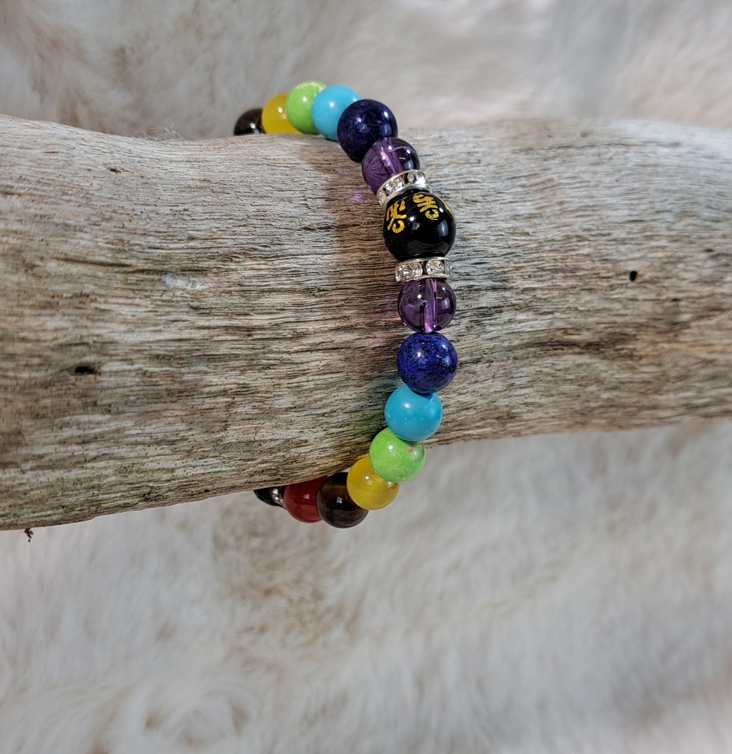 Edelsteenarmband Zeven Chakra's met Lava 8 mm
