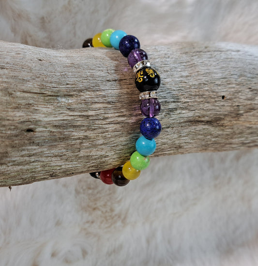 Edelsteenarmband Zeven Chakra's met Lava 8 mm