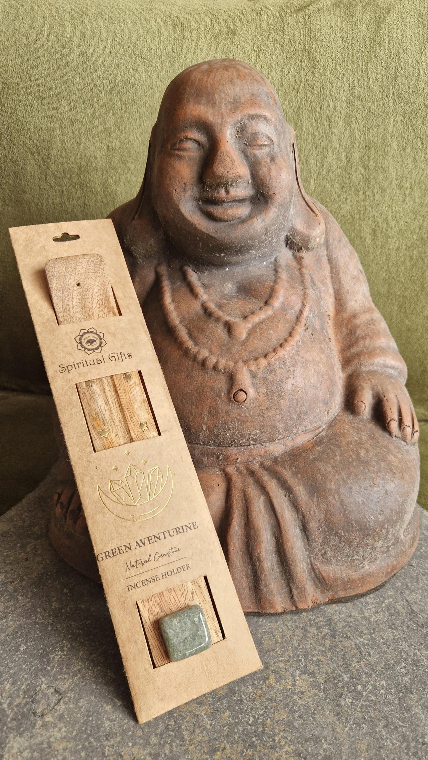 Wierookhouder Hout & Green Aventurine